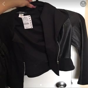 Black leather like blazer